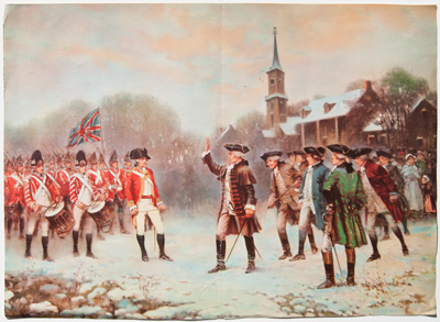 [Colonial Americans meeting the British Redcoats]